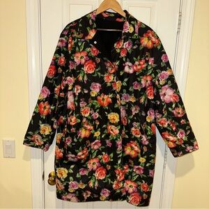 Jones New York Signature Reversible Floral & Black Rain Coat 3X